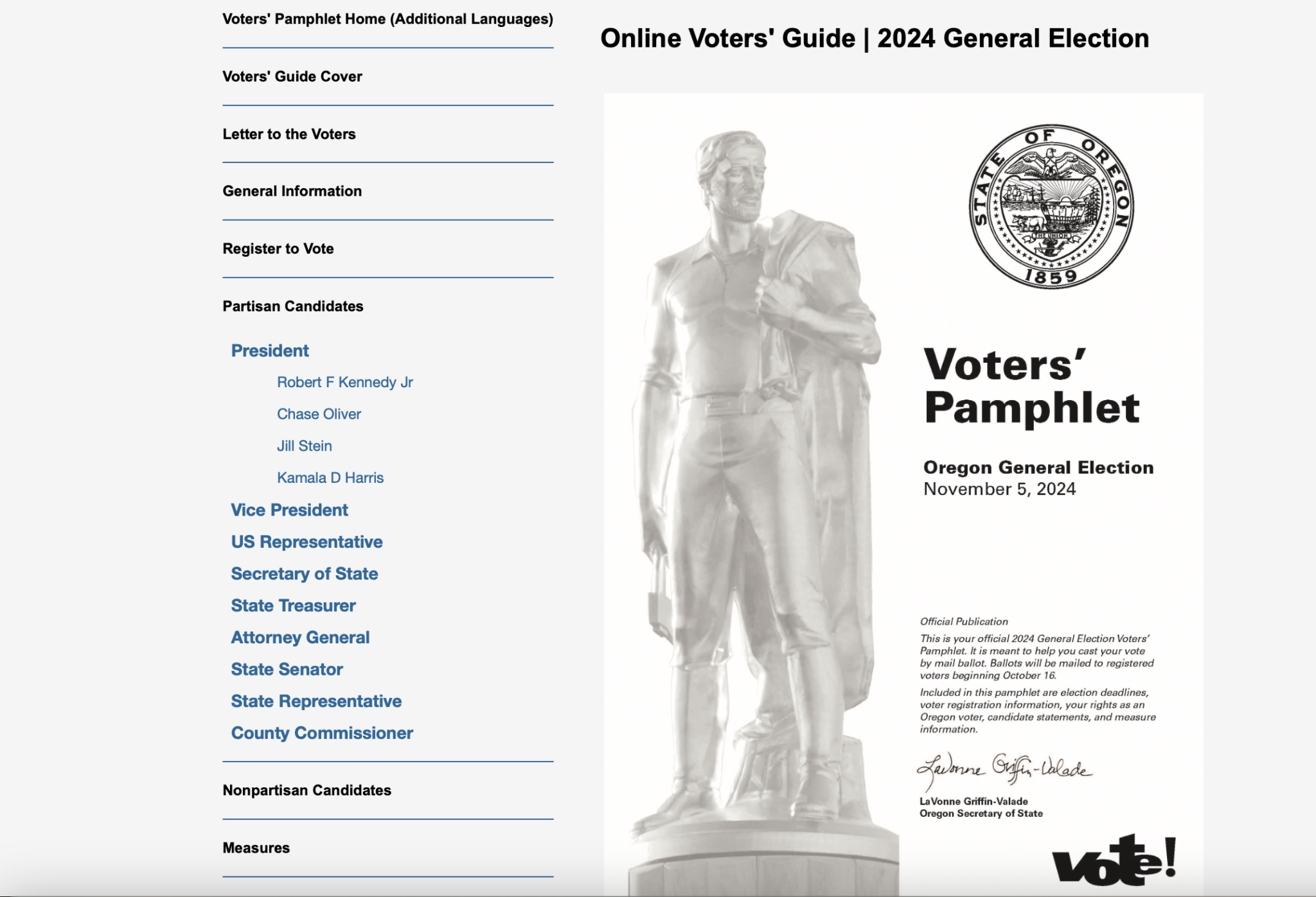 Trump, Vance Missing From Oregon's Online Candidate List